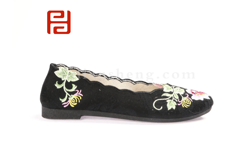 福連升繡花鞋女單鞋淺口老北京布鞋媽媽鞋軟底舒適懶人鞋圖片
