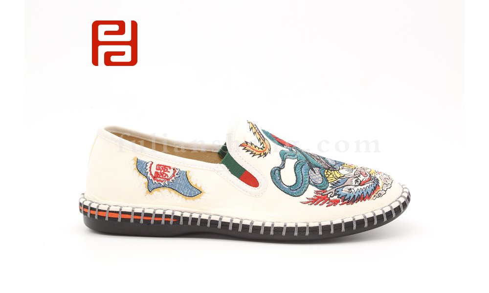 老北京千層底時尚休閑中國民族風仙鶴刺繡棉麻舒適透氣布鞋圖片