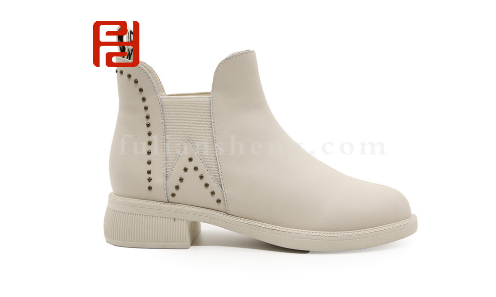 福連升2020冬季新款女牛皮真皮英倫風網紅一腳蹬及踝靴圖片