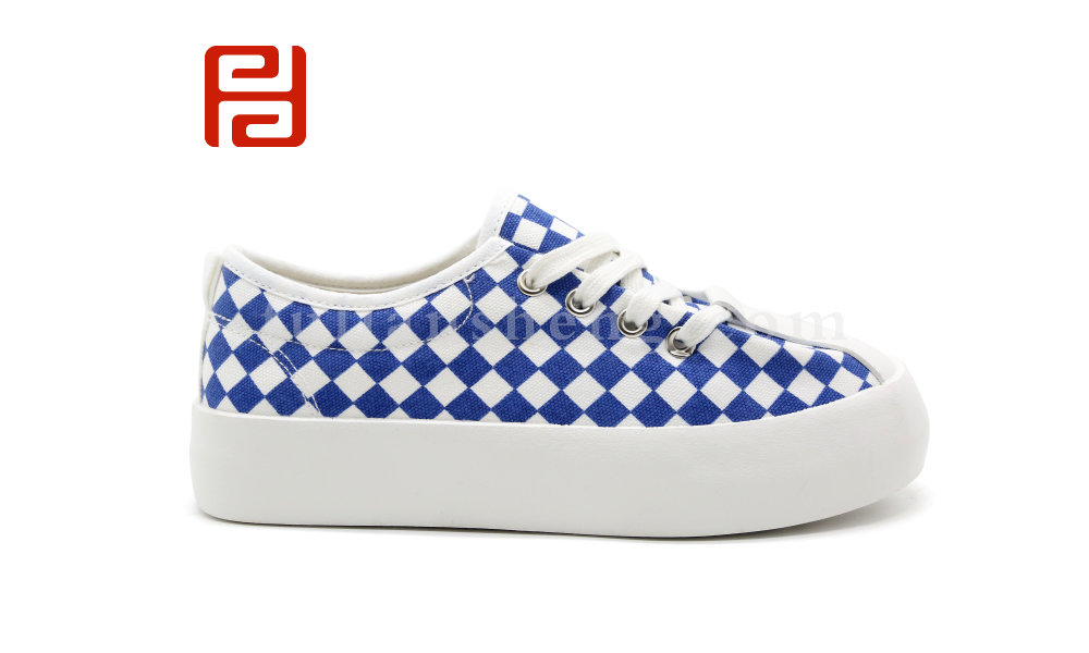 福連升夏季女鞋板鞋自由撞色棋盤格厚底舒適透氣鞋子