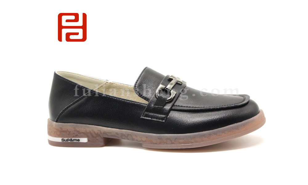 福連升女樂福英倫風平底牛筋底淺口休閑單鞋百搭豆豆鞋圖片