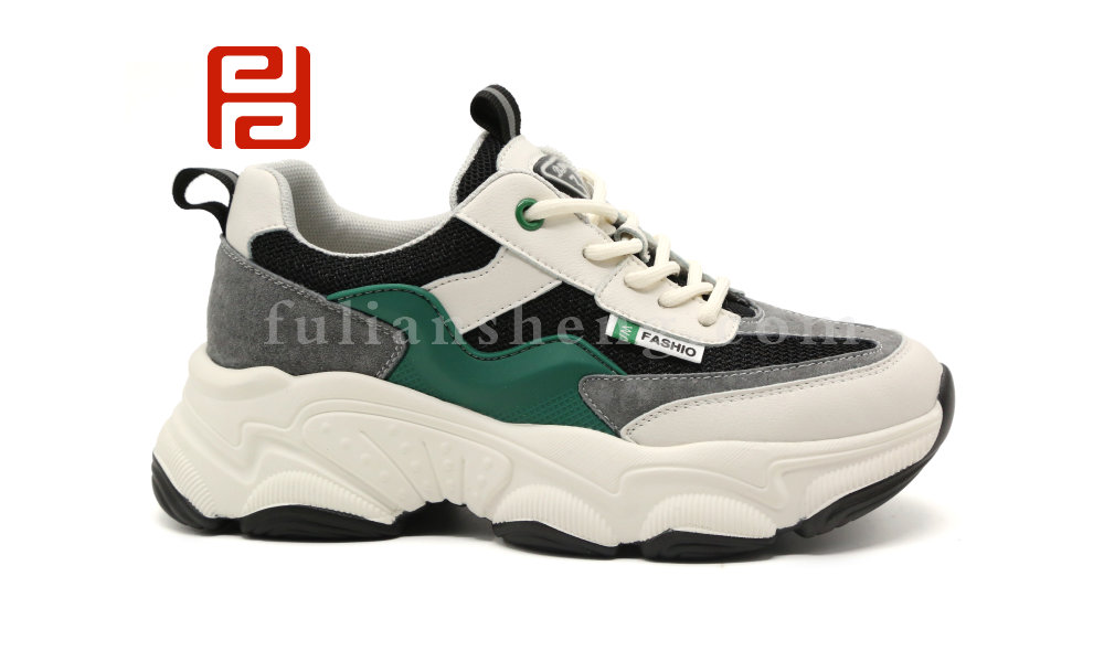 福連升休閑鞋舒適松糕厚底牛皮學院風老爹鞋潮流休閑單鞋圖片