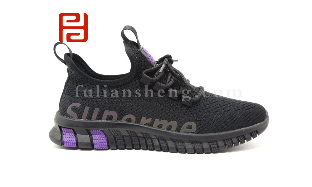 福連升休閑運動女鞋中年漫步鞋飛織一腳蹬懶人鞋圖片