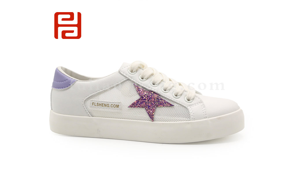 福連升夏季休閑板鞋女鞋小白鞋透氣側網布舒適橡膠底圖片