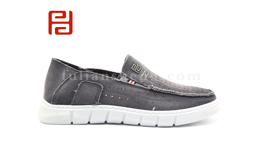 福連升夏季一腳蹬男鞋舒適休閑鞋水洗牛仔布透氣面料輕軟平底圖片