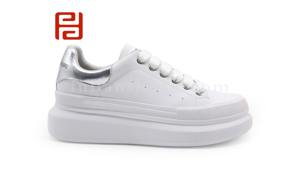 福連升休閑鞋真皮厚底小白鞋增高松糕底休閑運動板鞋圖片