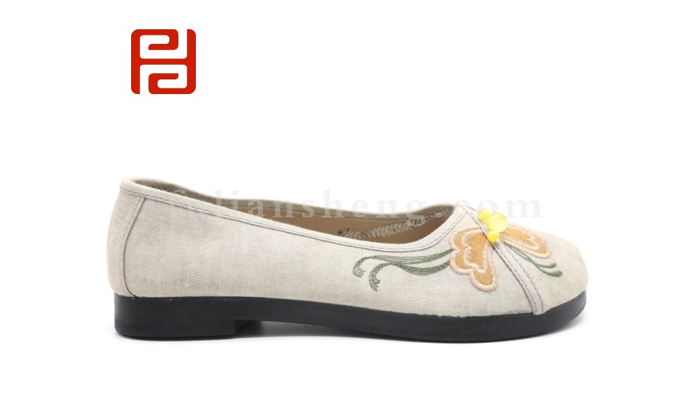 福連升老北京布鞋女鞋素面古風(fēng)純色繡花圓頭淺口古裝平底鞋