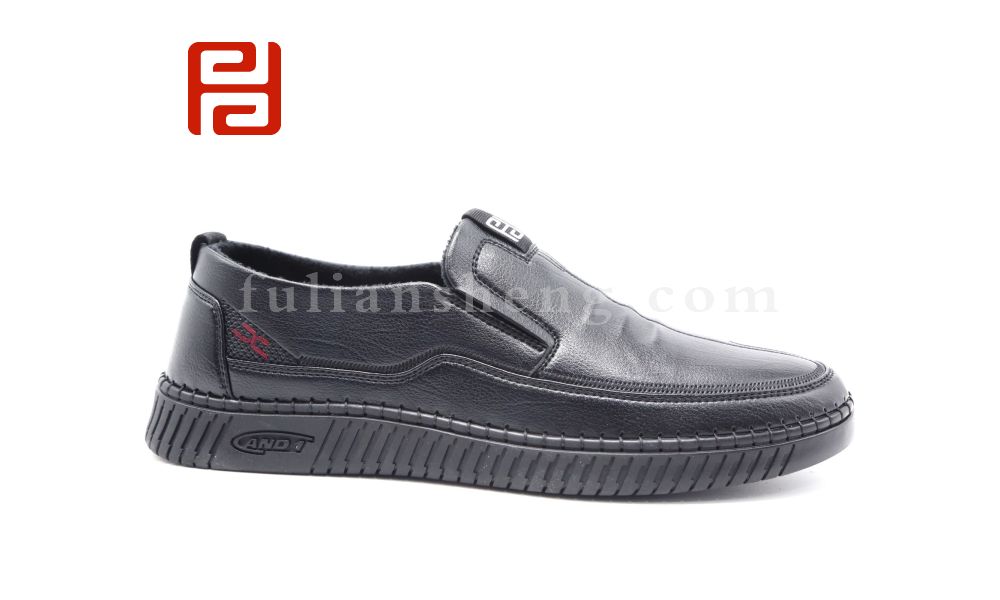 福連升商務休閑男鞋冬加絨保暖舒適平底男鞋圖片