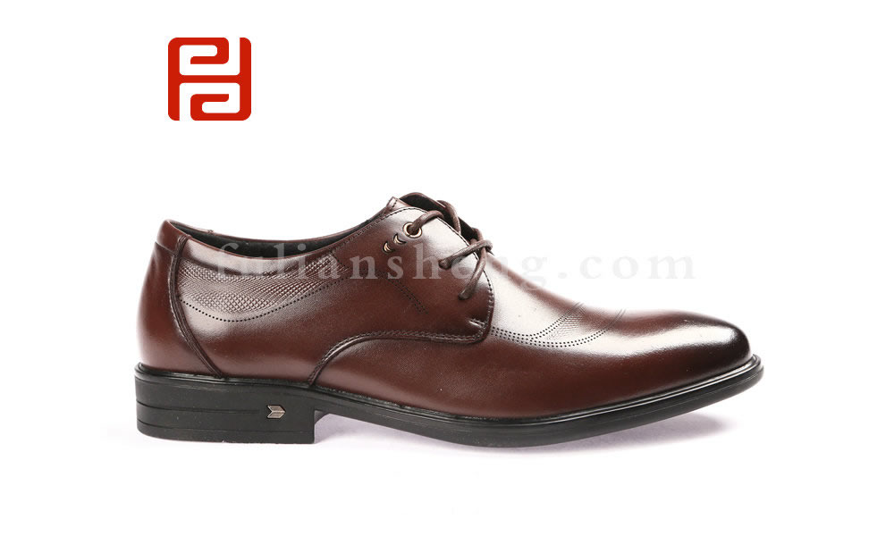 福連升商務正裝男鞋 牛皮面棉麻內里舒適休閑商務單鞋(圖2)