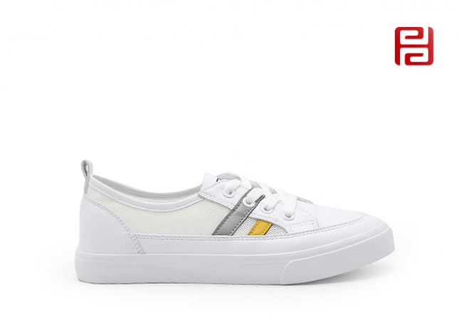 福連升夏季休閑板鞋透氣網(wǎng)布低幫平底學生小白鞋女鞋